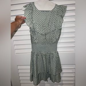 Sabo Skirt Ruffled Mint Green mini dress w/ black Polkadots Size: XS (worn once)